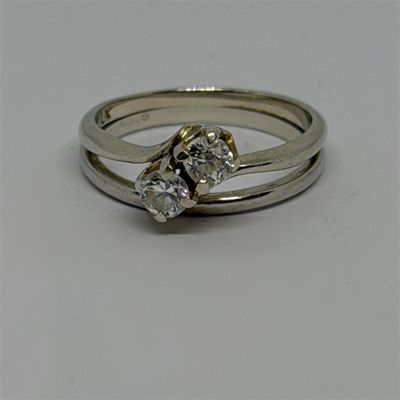 White Gold Diamond Two-Stone Bypass Ring Stamped 14k – Estate Jewelry