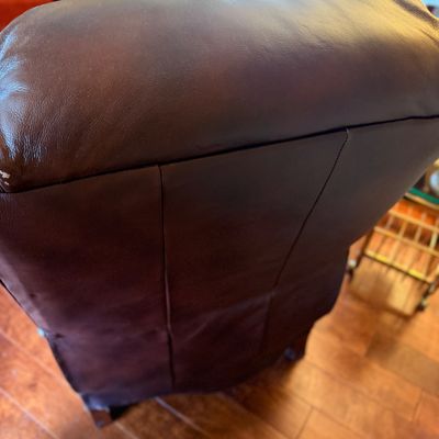 Lot of 2 Reclining Armchairs with Nail Head Trim & Footrests