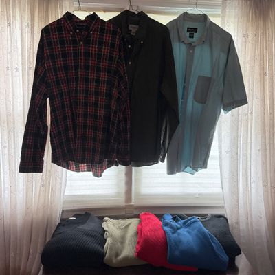 Mens Clothing Lot - Eddie Bauer, Lands End, Tommy Hilfiger, Oscar De La Renta