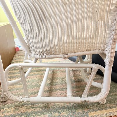 Wicker Glider Chair w Matching Decorative Mirror