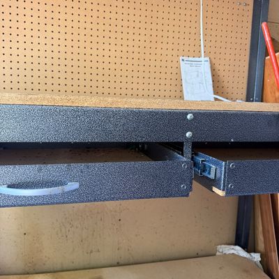 Heavy-Duty Steel Workbench with Pegboard Back & 2 Drawers