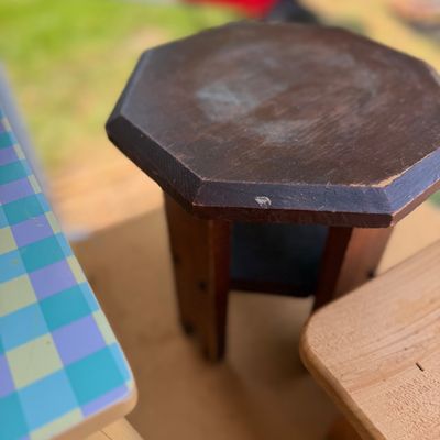 Lot of 5 - Handcrafted Wooden Pieces, Tigger Child’s Chair, Stools & Toy Truck