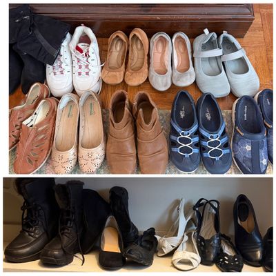 Lot of 16 Pairs of Women's Shoes - Lands End, Easy Spirit, Clarks