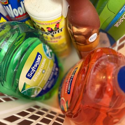 2 Laundry Baskets Full of Cleaning Supplies