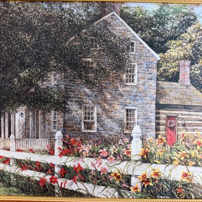 Framed Canvas Print – Country Farmhouse Scene