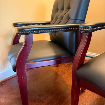 Pair of BOSS Traditional Black Tufted Guest Chairs
