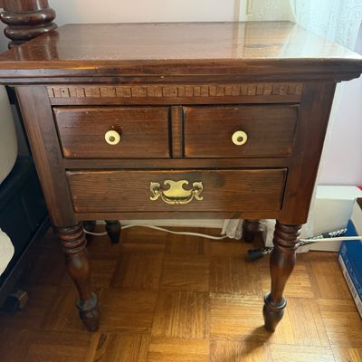 3-Piece Traditional Wood Furniture Lot – Ethan Allen Side Tables & Matching Cabinet