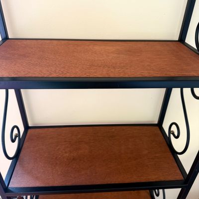 Metal & Wood Baker’s Rack with Decorative Scrollwork