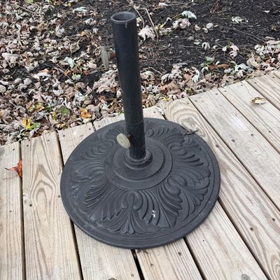 3-Piece Vintage Wrought Iron Patio Set + Umbrella Stand