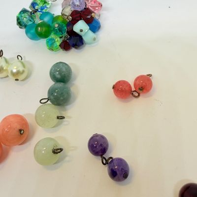 50 Pairs Earrings + Big Lot Assorted Stone & Glass Beads Jewelry Charms