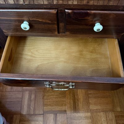 3-Piece Traditional Wood Furniture Lot – Ethan Allen Side Tables & Matching Cabinet