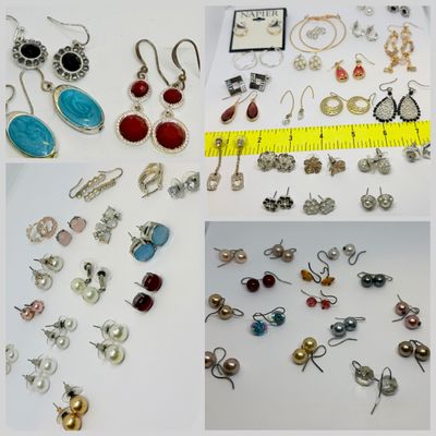 50 Pairs Earrings + Big Lot Assorted Stone & Glass Beads Jewelry Charms