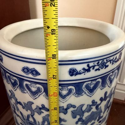 Blue & White Chinese-Style Ceramic Umbrella Stand
