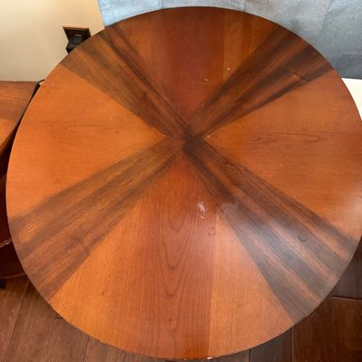 Pair of Wood Sunburst End Tables