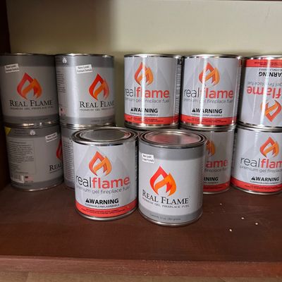 Real Flame by Jensen Model 5395 Fireplace Mantel & Gel Fuel Insert + 38 Cans Fuel