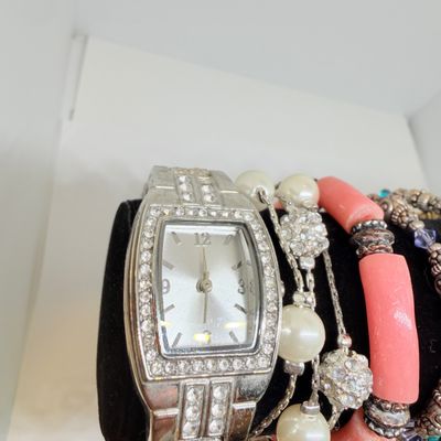Mixed Costume Jewelry Lot - Bracelets, Necklaces, Ring, Watch, Pearls