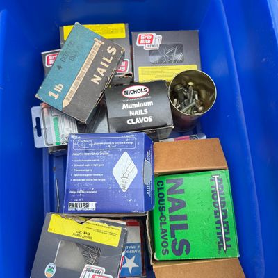 Big Lot Hand Tools, Boxes of Nails, Garage Equipment