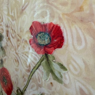 Pair of Framed Fabric Floral Art – Vase & Flower Designs