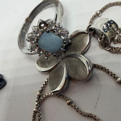 Sterling Silver Jewelry Lot - Earrings, Chain, Pendant