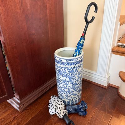 Blue & White Chinese-Style Ceramic Umbrella Stand
