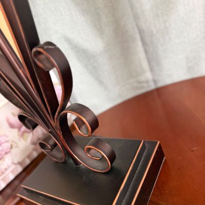 Pair of Decorative Wrought Iron Table Lamps with Scrollwork Bases