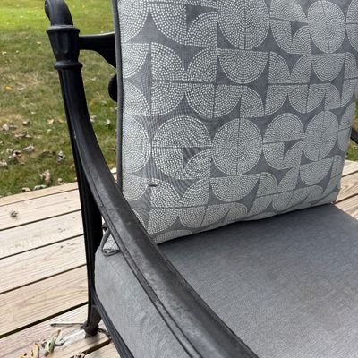 5-Piece Cast Metal Outdoor Patio Seating Set with Cushions & Round Table
