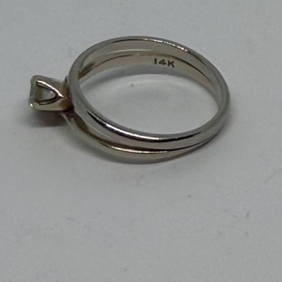 White Gold Diamond Two-Stone Bypass Ring Stamped 14k – Estate Jewelry