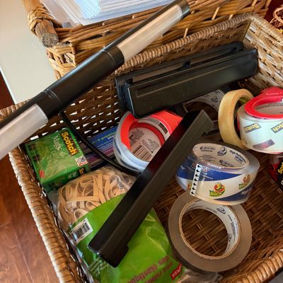 Big Lot Office Supplies in 4 Baskets