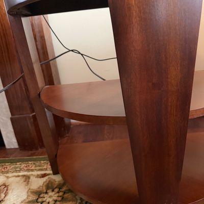 Pair of Wood Sunburst End Tables