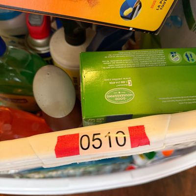 2 Laundry Baskets Full of Cleaning Supplies
