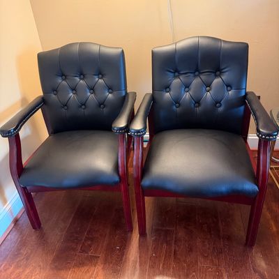Pair of BOSS Traditional Black Tufted Guest Chairs