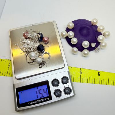 Sterling Silver Jewelry Lot - Earrings, Pendant, Pearls