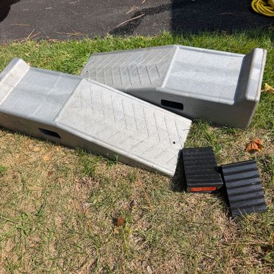 Genuine Bil-Jax Aluminum Loading Ramps with Heavy-Duty Rubber Wheel Chocks