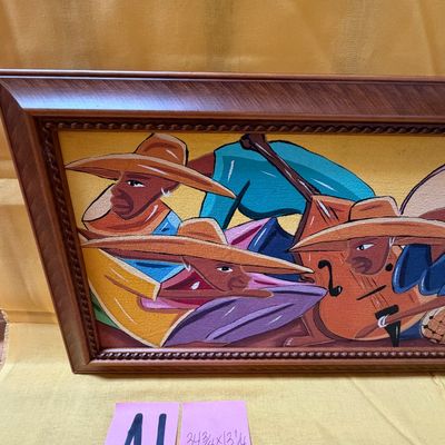 Sale Photo Thumbnail #6: A1- Vibrant Cuban Folk Art

34 3/4 by 13 1/4 for frame dimensions