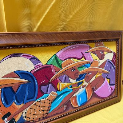 Sale Photo Thumbnail #3: A1- Vibrant Cuban Folk Art

34 3/4 by 13 1/4 for frame dimensions