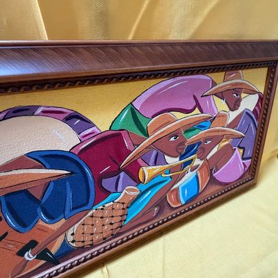 Sale Photo Thumbnail #8: A1- Vibrant Cuban Folk Art

34 3/4 by 13 1/4 for frame dimensions
