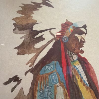 Sale Photo Thumbnail #120: A15-Standing Bear by Arthur Amiotte
28x40
Dakota Sioux artist that lives in Custer, South Dakota

Comes with a book about the artist