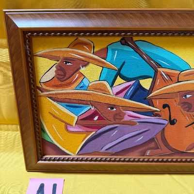 Sale Photo Thumbnail #2: A1- Vibrant Cuban Folk Art

34 3/4 by 13 1/4 for frame dimensions