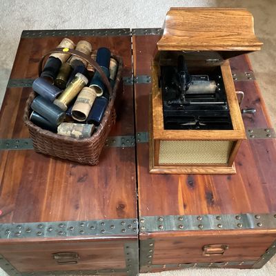 Sale Photo Thumbnail #32: Edison Amberola 30 w/Record Cylinders. Works. Two Chests.
