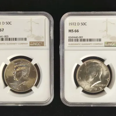 1972-D & 2011-D Kennedy Halves NGC MS-66 & MS-67