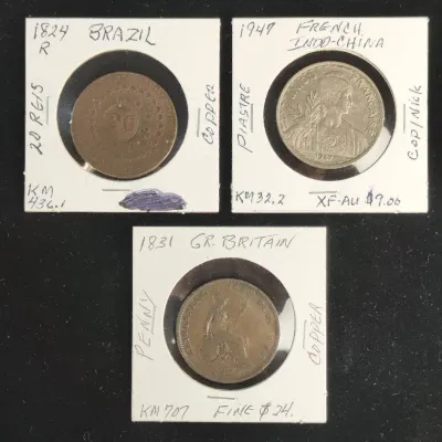 3 Old Large Foreign Coins