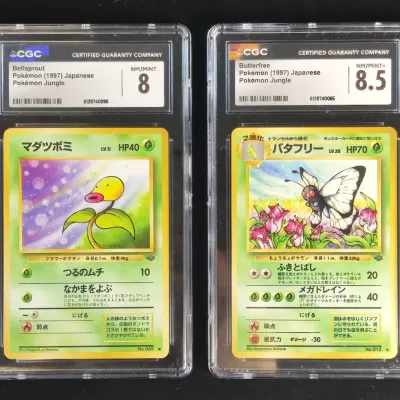 2 1997 Japanese Pokemon Cards - Bellsprout & Butterfree, CGC Graded