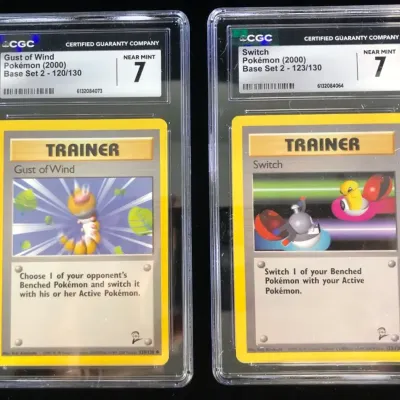 2000 Pokémon Base Set 2 Cards, Gust of Wind & Switch, CGC Graded, 2 Total