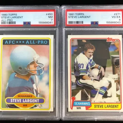 1980 & 1981 Topps Steve Largent Football Cards, PSA Graded, 2 Total