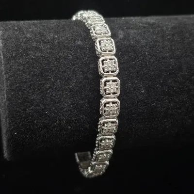14K White Gold Diamond Bracelet, Heavy - 13g NAGL #1108129
