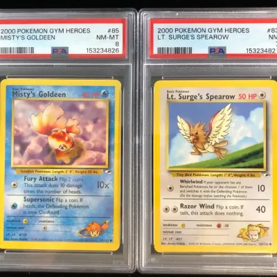 2000 Pokémon Gym Heroes Cards, Goldeen & Spearow, PSA Graded, 2 Total