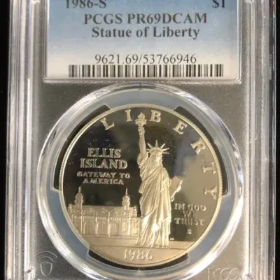 1986-S Silver Proof US Mint Statue of Liberty Commemorative Dollar, PCGS PR69DCAM