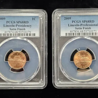2 2009-P Lincoln High Grade Cents Satin Finish Presidency & Professional SP-68 PCGS