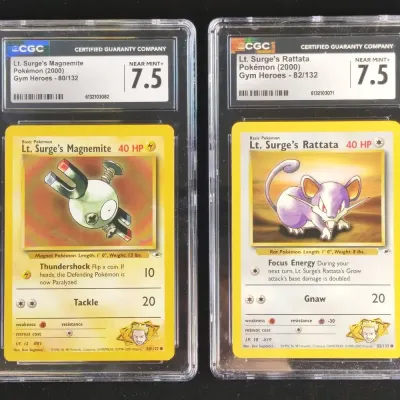 2 2000 Pokemon Cards - Lt. Surge's Rattata & Magnemite CGC Graded