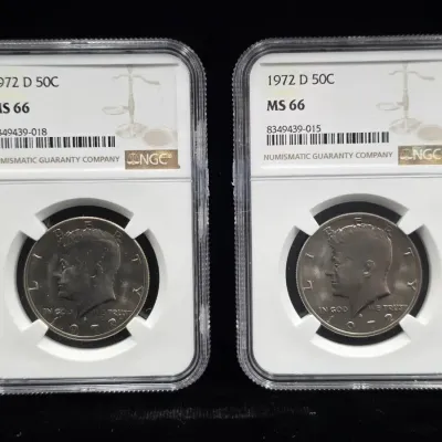 1972-D X2 High Grade Kennedy Halves MS-66 NGC 